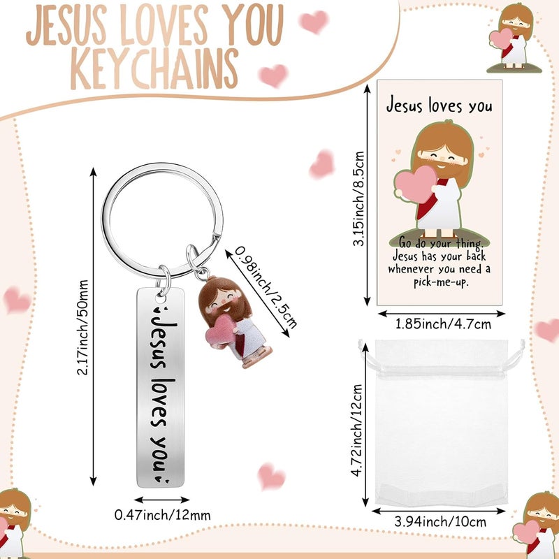 CraftyDream Jesus Loves You Keychain Valentines Christian Positive Gift Jesus Figurine for Christ Church - Image 2
